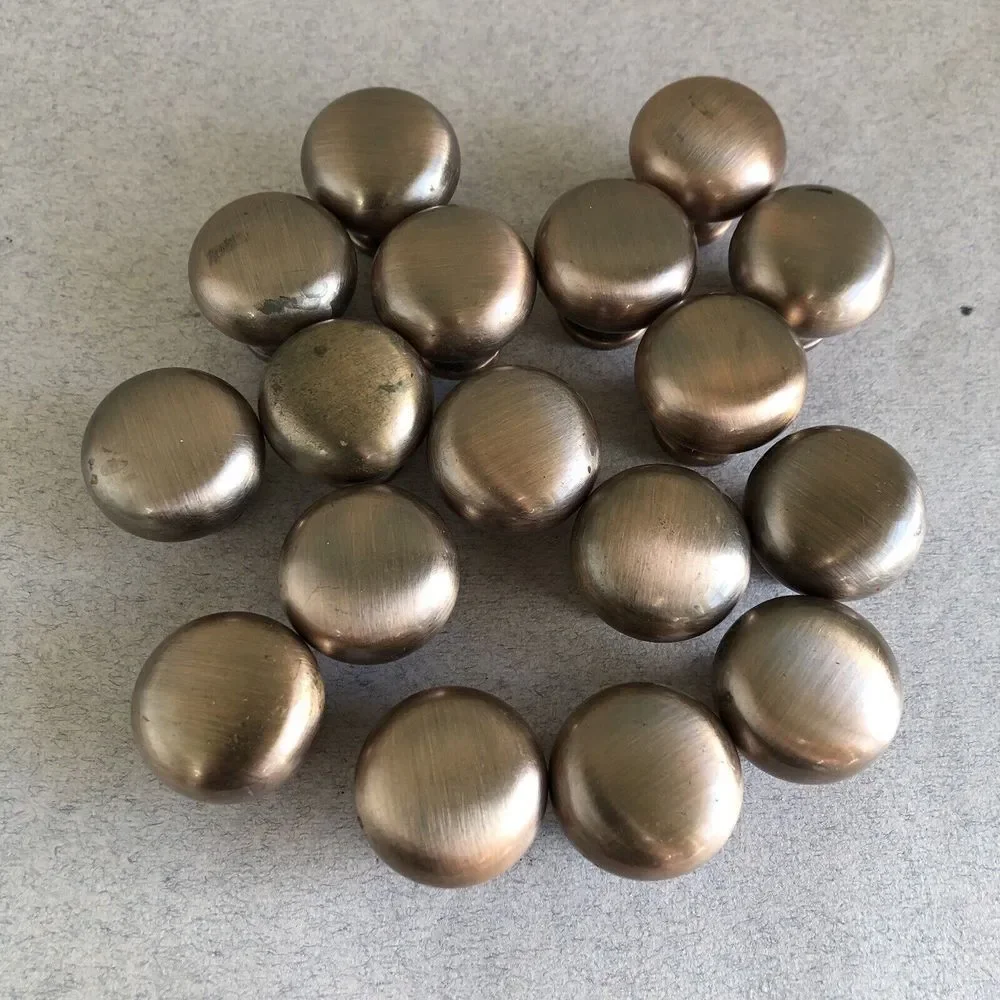 17 Brushed Metal Drawer Cabinet Pulls / Knobs, Rose Gold, Pre-owned, No Screws
